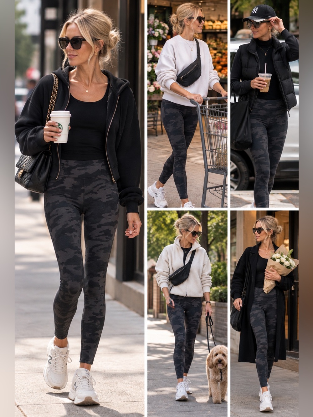 SPANX Black Gray Camo High-Rise Leggings